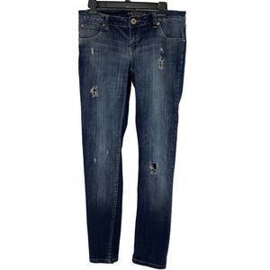 Arizona Womens Size 9 Jeans Skinny Distress 2017 Light Stretch Dark Blue Wash